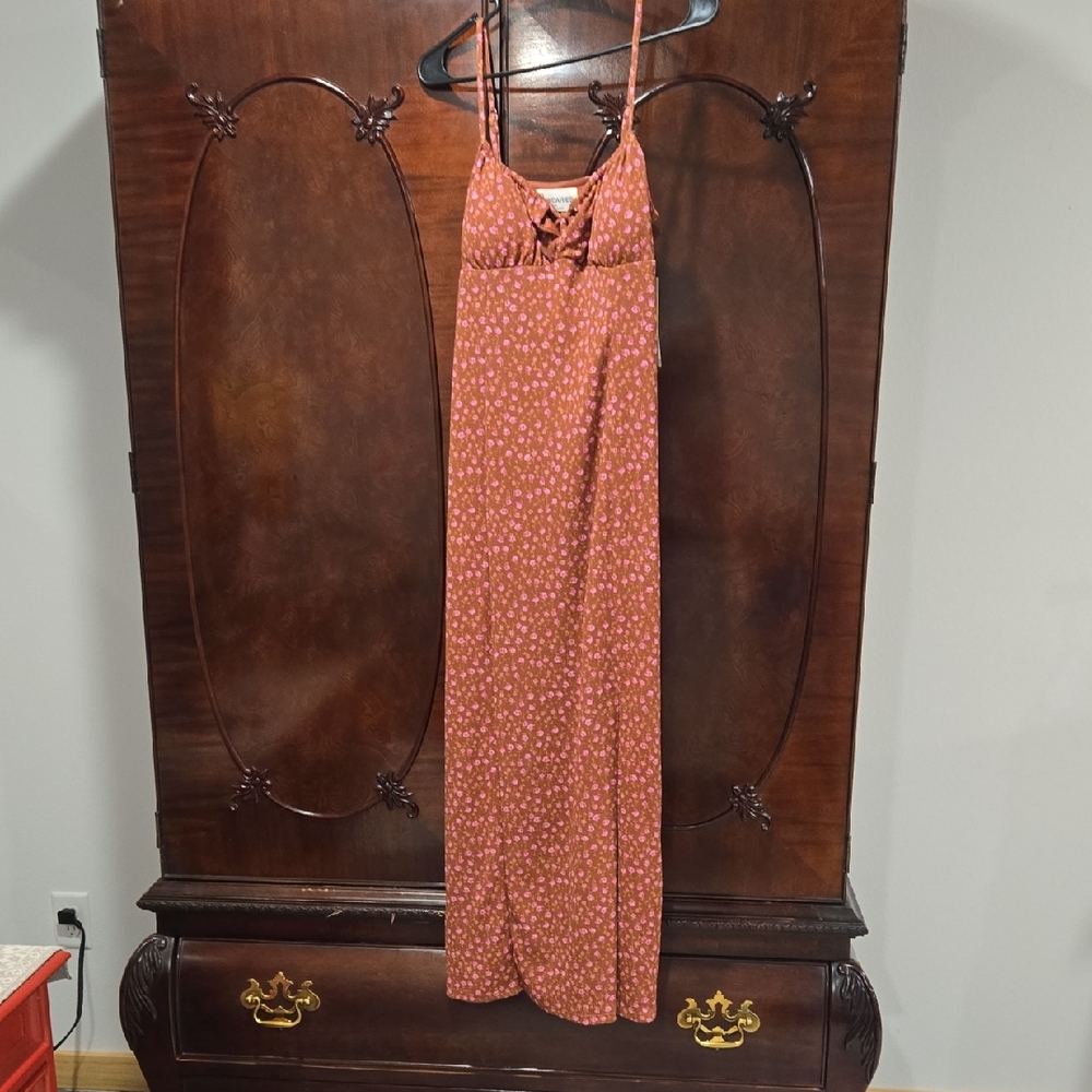 No Boundaries Brown and Pink Floral Dress